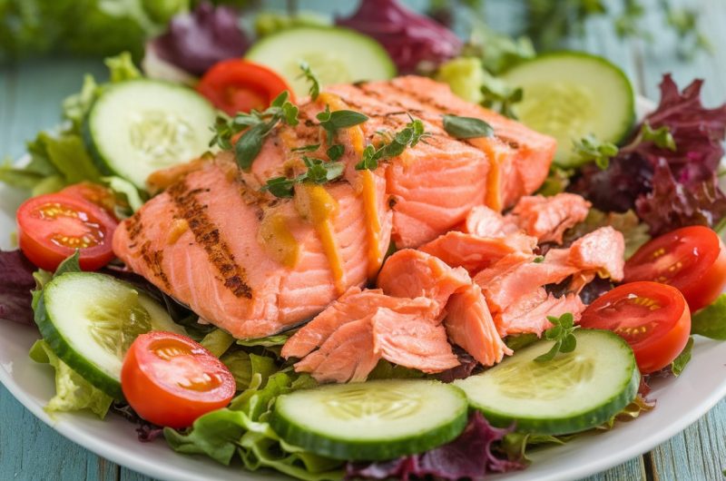 Grilled Salmon Salad with Lemon Vinaigrette