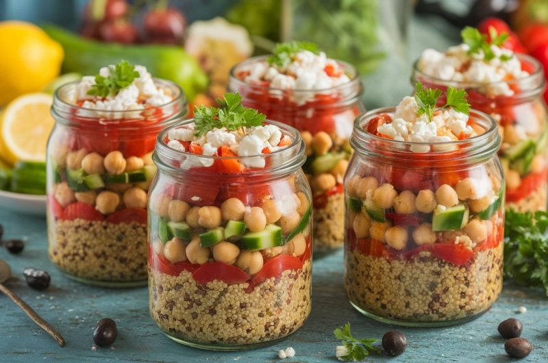 Mediterranean Quinoa and Chickpea Salad Jars