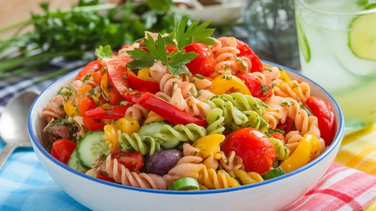 Colorful and Refreshing Rainbow Pasta Salad