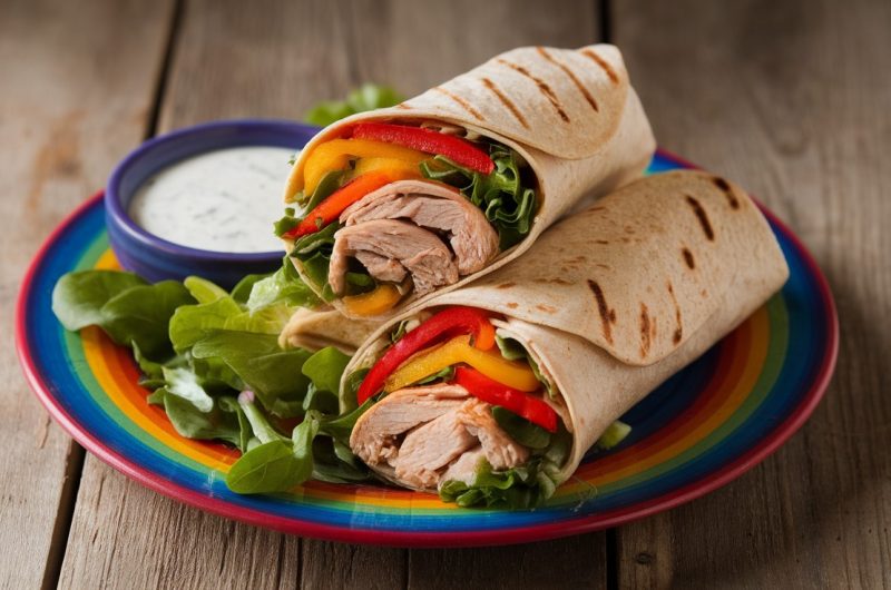 Grilled Chicken and Colorful Veggie Wraps