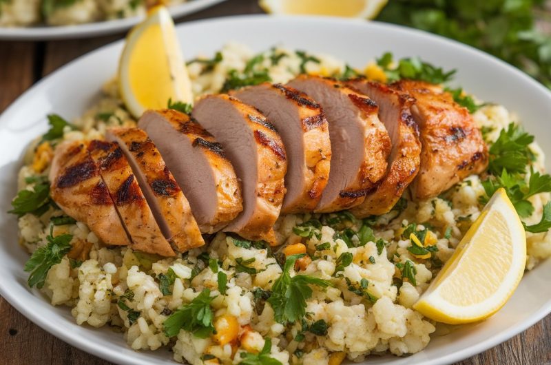 Juicy Grilled Chicken with Flavorful Cauliflower Rice Pilaf