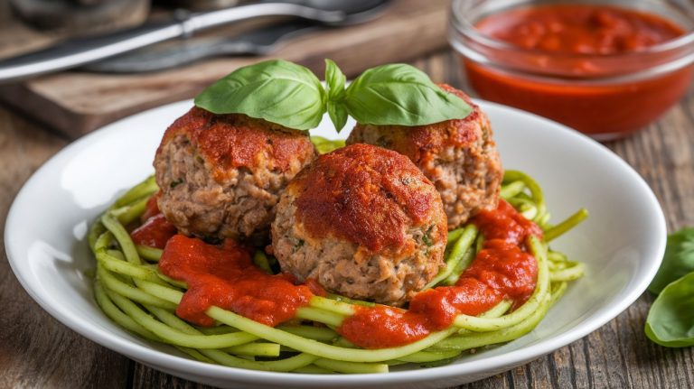 Delicious Keto Meatballs with Zoodles