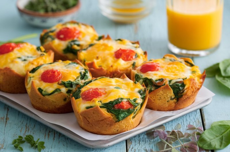 High-Protein Gluten-Free Egg Muffins with Spinach, Tomato, and Cheese