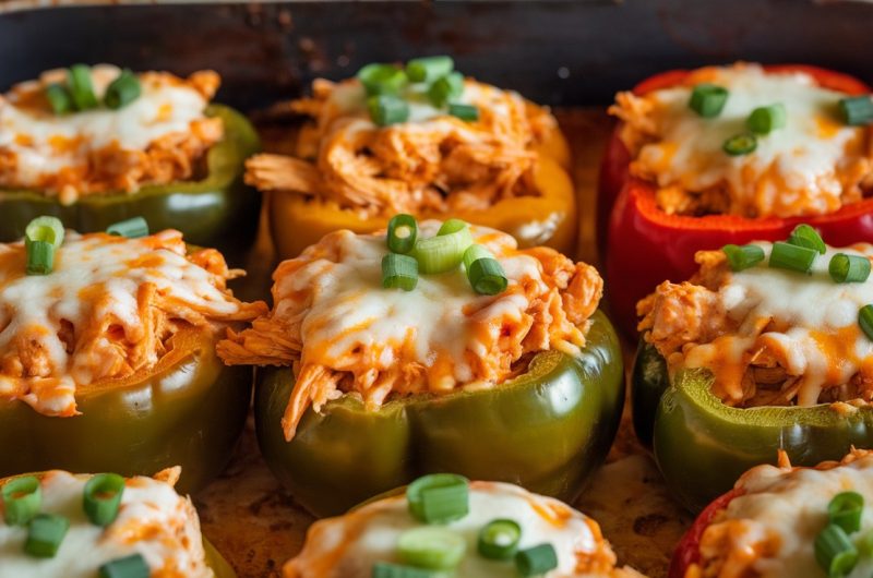 Keto Buffalo Chicken Stuffed Bell Peppers