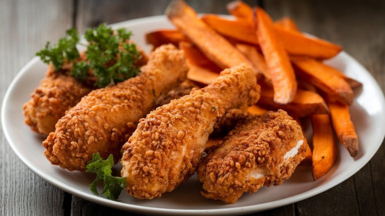 Delightful Baked Chicken Tenders and Sweet Potato Fries