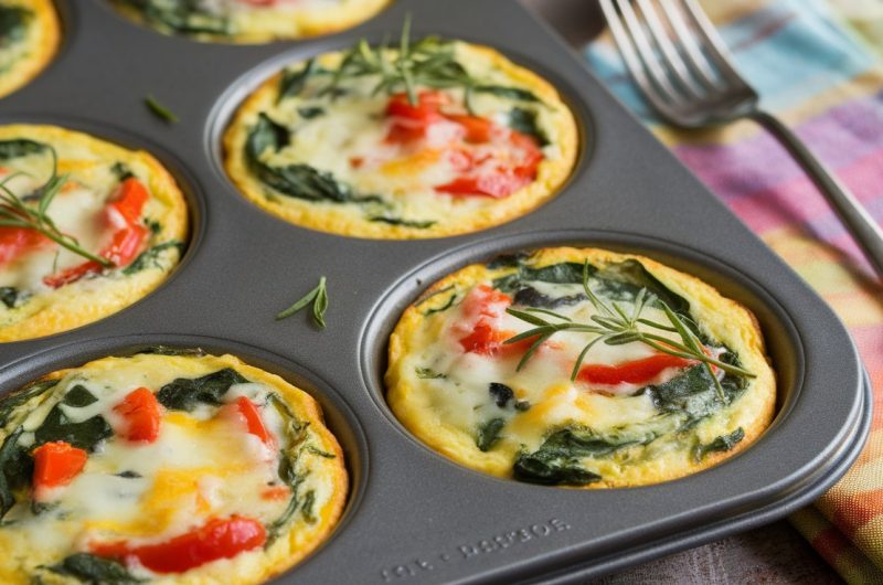 Delicious Individual Veggie and Cheese Frittata