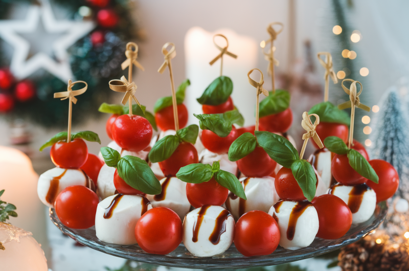 Light and Festive Mini Caprese Skewers Recipe