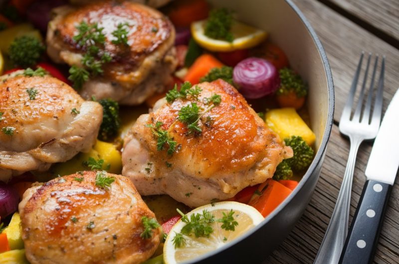 One-Pot Lemon Garlic Chicken and Vegetable Delight