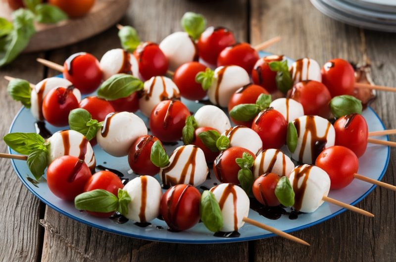 Fresh Mini Caprese Skewers with Balsamic Glaze