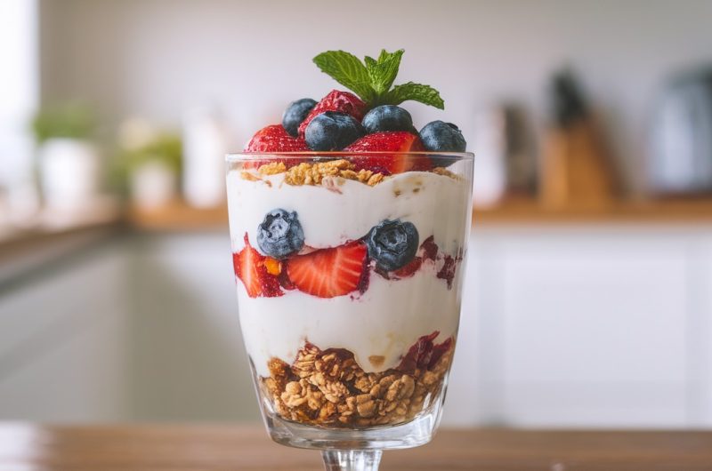 Delicious Greek Yogurt Parfait with Granola and Fresh Berries