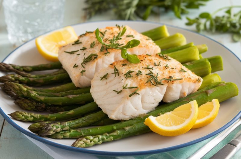 Lemon Herb Baked Cod with Asparagus