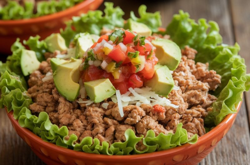 Gluten-Free Turkey Taco Bowl with Lettuce Wraps