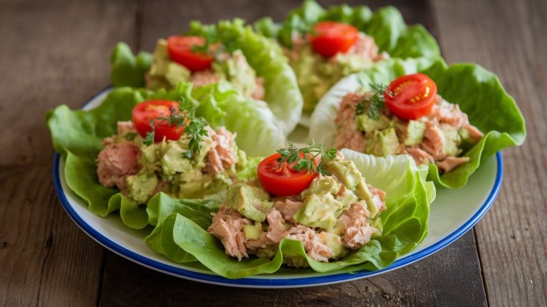 Healthy and Refreshing Avocado Tuna Salad Lettuce Wraps