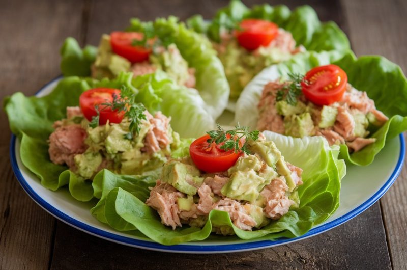 Keto-Friendly Avocado Tuna Salad Lettuce Wraps