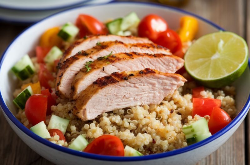 Healthy High-Protein Grilled Chicken and Quinoa Bowls