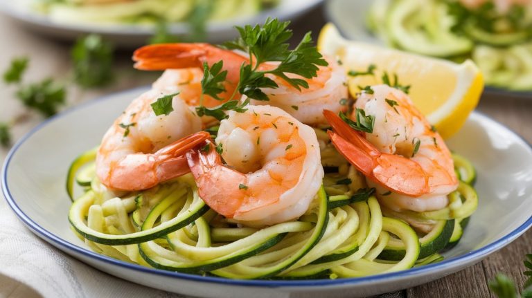 Quick and Easy Garlic Butter Shrimp with Zucchini Noodles