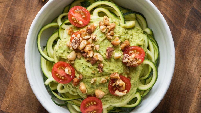 Refreshing Zucchini Noodles with Avocado Pesto